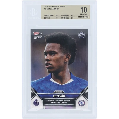 Estêvão Chelsea 2025-26 Topps Now Brazilian Wonderkid Makes PL Debut #6 BGS Authenticated 10 Rookie Card - 10,10,10,9.5 Subgrades