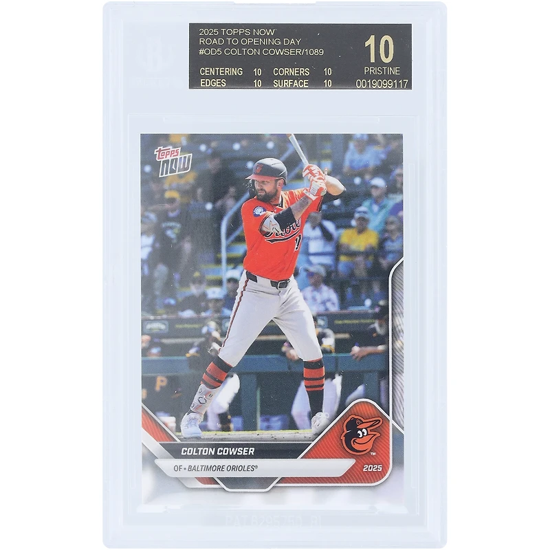 Colton Cowser Baltimore Orioles 2025 Topps Now Road to Opening Day Black Label #OD-5 BGS Authenticated 10 Card - 10,10,10,10 Subgrades