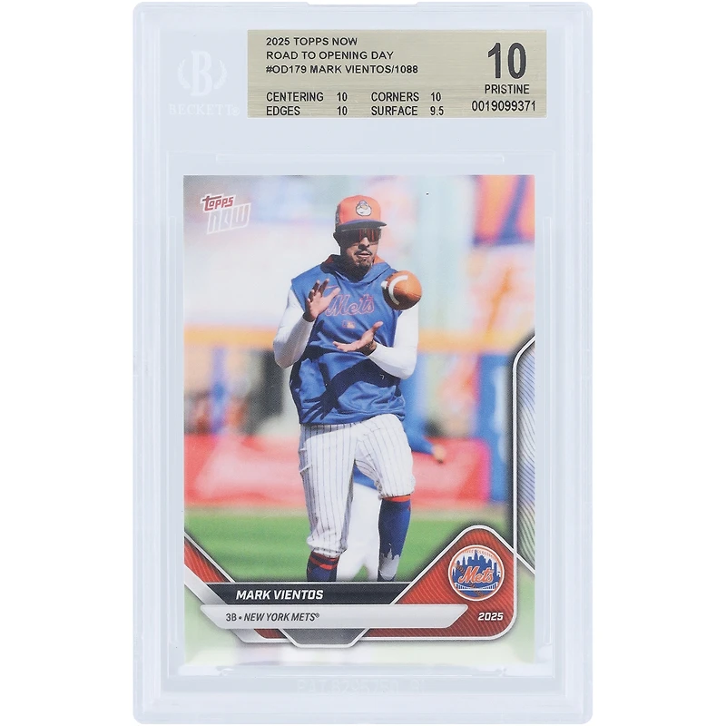 Mark Vientos New York Mets 2025 Topps Now Road to Opening Day #OD-179 BGS Authenticated 10 Card - 10,10,10,9.5 Subgrades