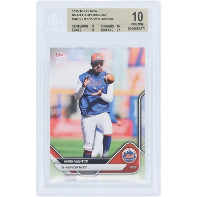 Mark Vientos New York Mets 2025 Topps Now Road to Opening Day #OD-179 BGS Authenticated 10 Card - 10,10,10,9.5 Subgrades