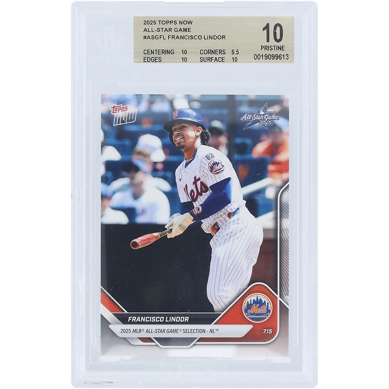 Francisco Lindor New York Mets 2025 Topps Now 2025 MLB All-Star Game Selection NL #ASG-FL BGS Authenticated 10 Card - 10,9.5,10,10 Subgrades