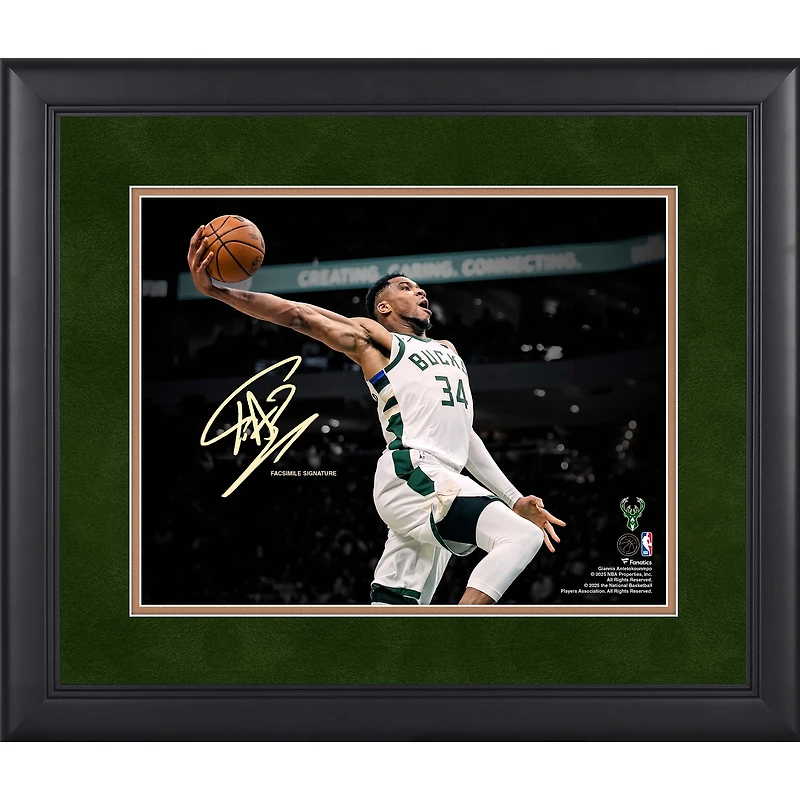 Giannis Antetokounmpo Milwaukee Bucks Facsimile Signature Framed 11" x 14" Spotlight Photograph