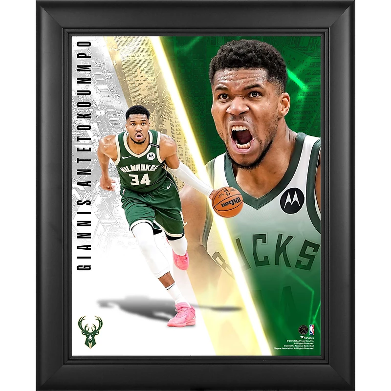 Giannis Antetokounmpo Milwaukee Bucks Framed 13" x 16" Radiance Collage