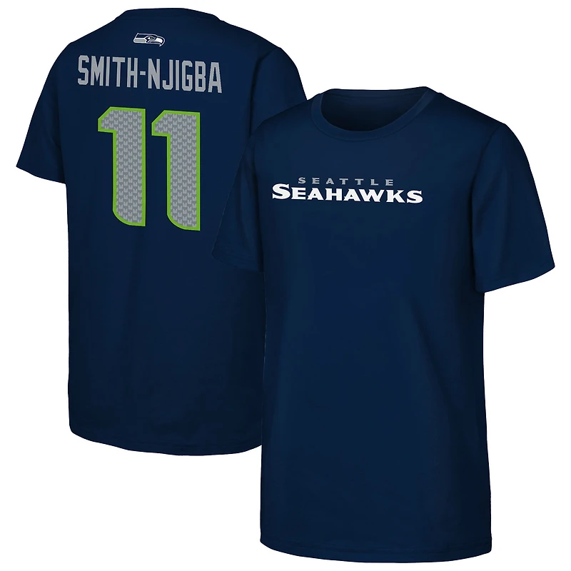 Youth Outerstuff Jaxon Smith-Njigba College Navy Seattle Seahawks Name & Number T-Shirt