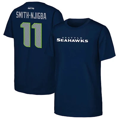 Youth Outerstuff Jaxon Smith-Njigba College Navy Seattle Seahawks Name & Number T-Shirt