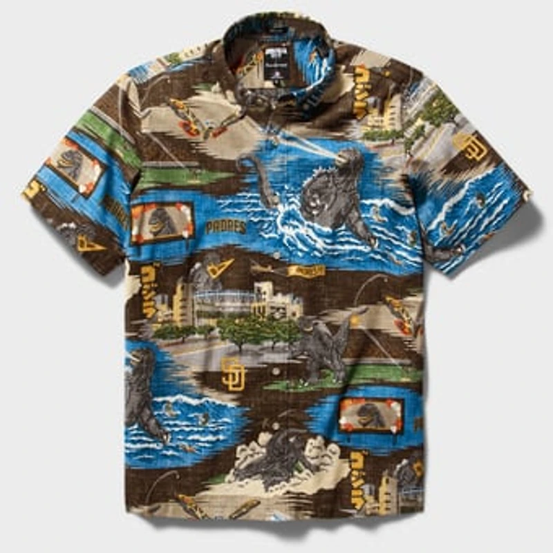 Men's Reyn Spooner Brown San Diego Padres Godzilla Button-Down Shirt