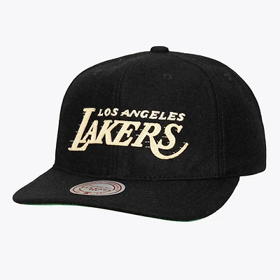 Men's Mitchell & Ness Black Los Angeles Lakers Hardwood Classics Retro Roots Vintage Adjustable Hat