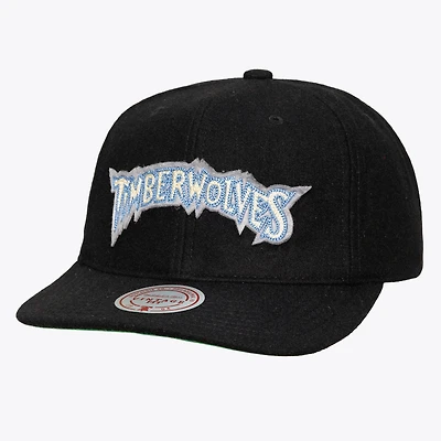 Men's Mitchell & Ness Black Minnesota Timberwolves Hardwood Classics Retro Roots Vintage Adjustable Hat