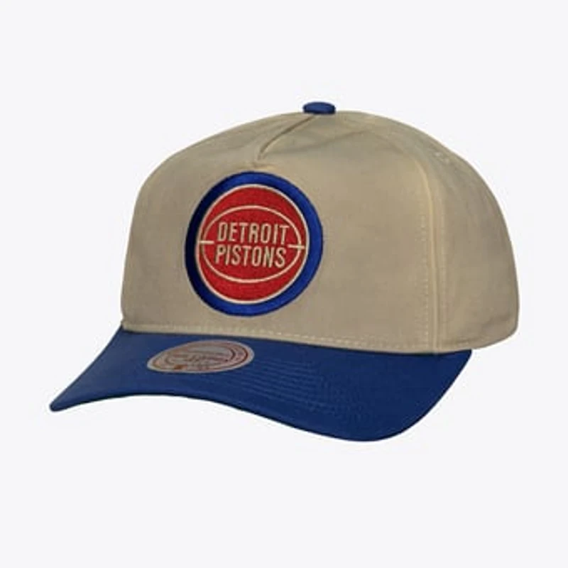 Men's Mitchell & Ness Cream Detroit Pistons Hardwood Classics Retro Roots Snapback Hat
