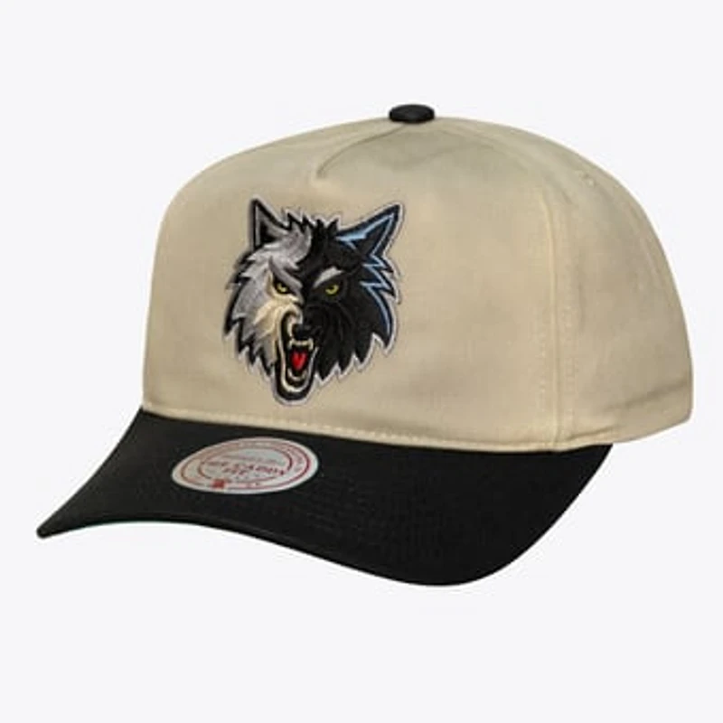 Men's Mitchell & Ness Cream Minnesota Timberwolves Hardwood Classics Retro Roots Snapback Hat