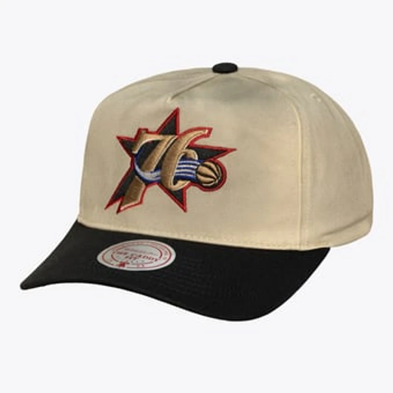 Men's Mitchell & Ness Cream Philadelphia 76ers Hardwood Classics Retro Roots Snapback Hat