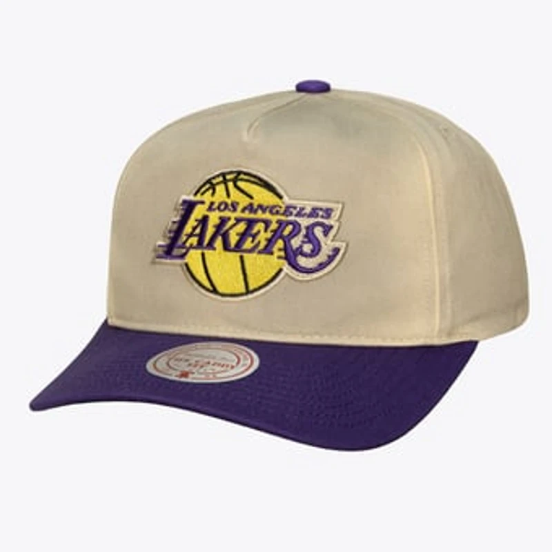 Men's Mitchell & Ness Cream Los Angeles Lakers Hardwood Classics Retro Roots Snapback Hat