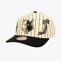 Men's Mitchell & Ness Cream Minnesota Timberwolves Hardwood Classics Retro Roots Stripe Pro Adjustable Hat