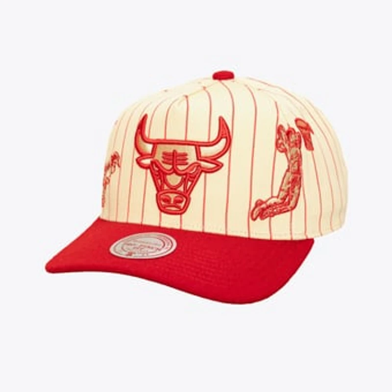 Men's Mitchell & Ness Cream Chicago Bulls Retro Roots Stripe Pro Adjustable Hat