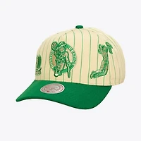 Men's Mitchell & Ness Cream Boston Celtics Retro Roots Stripe Pro Adjustable Hat