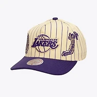 Men's Mitchell & Ness Cream Los Angeles Lakers Retro Roots Stripe Pro Adjustable Hat