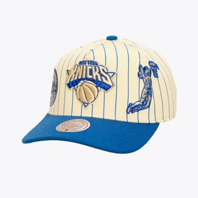 Men's Mitchell & Ness Cream New York Knicks Retro Roots Stripe Pro Adjustable Hat
