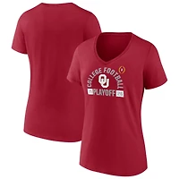 Women's Crimson Oklahoma Sooners 2025-26 College Football Playoff Touchdown Glory V-Neck T-Shirt