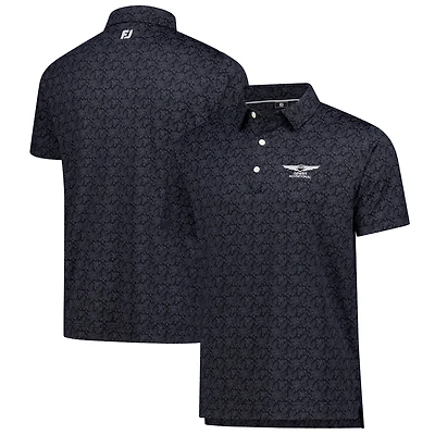 Men's FootJoy Black Genesis Invitational ProDry Wingtip Floral Lisle Polo