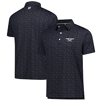 Men's FootJoy Black Genesis Invitational ProDry Wingtip Floral Lisle Polo