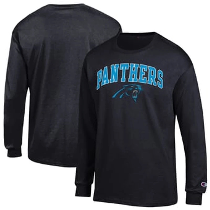 Men's Champion Black Carolina Panthers Arch Over Logo Long Sleeve T-Shirt