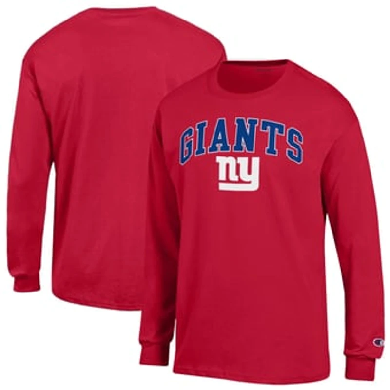 Men's Champion Red New York Giants Arch Over Logo Long Sleeve T-Shirt