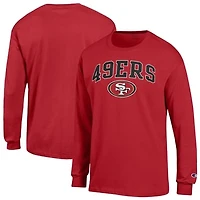 Men's Champion Scarlet San Francisco 49ers Arch Over Logo Long Sleeve T-Shirt