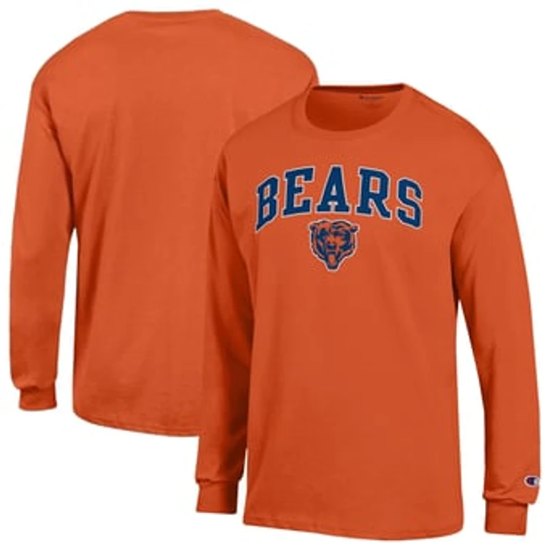 Men's Champion Orange Chicago Bears Arch Over Logo Long Sleeve T-Shirt