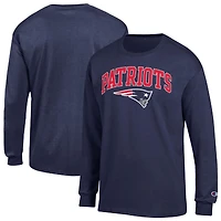 Men's Champion Navy New England Patriots Arch Over Logo Long Sleeve T-Shirt