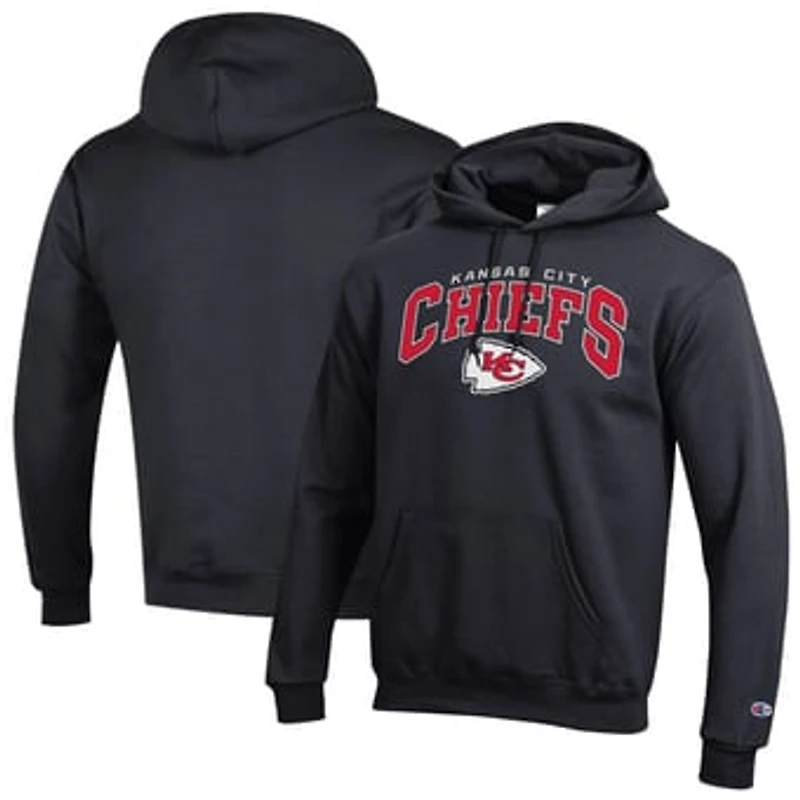 Men's Champion Black Kansas City Chiefs Powerblend Arch over Logo Hoodie