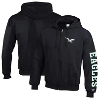 Men's Champion  Black Philadelphia Eagles Powerblend Fleece Full-Zip Hoodie