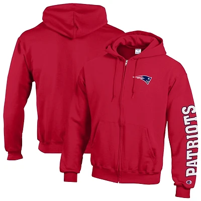 Men's Champion Red New England Patriots Powerblend Fleece Full-Zip Hoodie