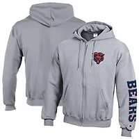 Men's Champion  Heather Gray Chicago Bears Powerblend Fleece Full-Zip Hoodie