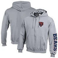 Men's Champion  Heather Gray Chicago Bears Powerblend Fleece Full-Zip Hoodie