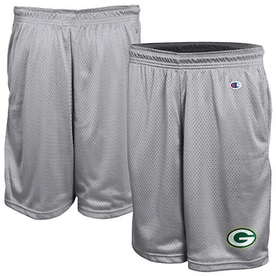 Men's Champion Gray Green Bay Packers Classic Mesh Shorts