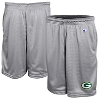 Men's Champion Gray Green Bay Packers Classic Mesh Shorts