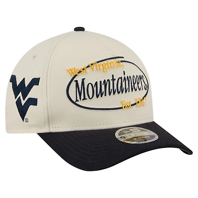 Men's New Era  Natural/Navy West Virginia Mountaineers Prepster 9FORTY M-Crown Adjustable Hat