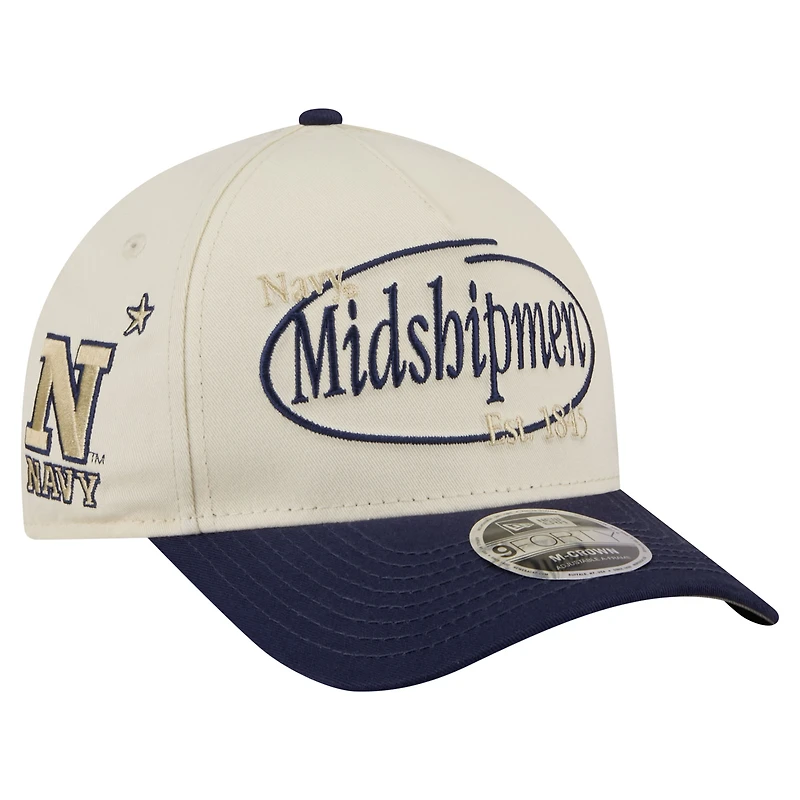 Men's New Era  Natural/Navy Navy Midshipmen Prepster 9FORTY M-Crown Adjustable Hat