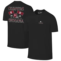 Men's  Black Indiana Hoosiers 2025 Big Ten Football Champions Flags T-Shirt