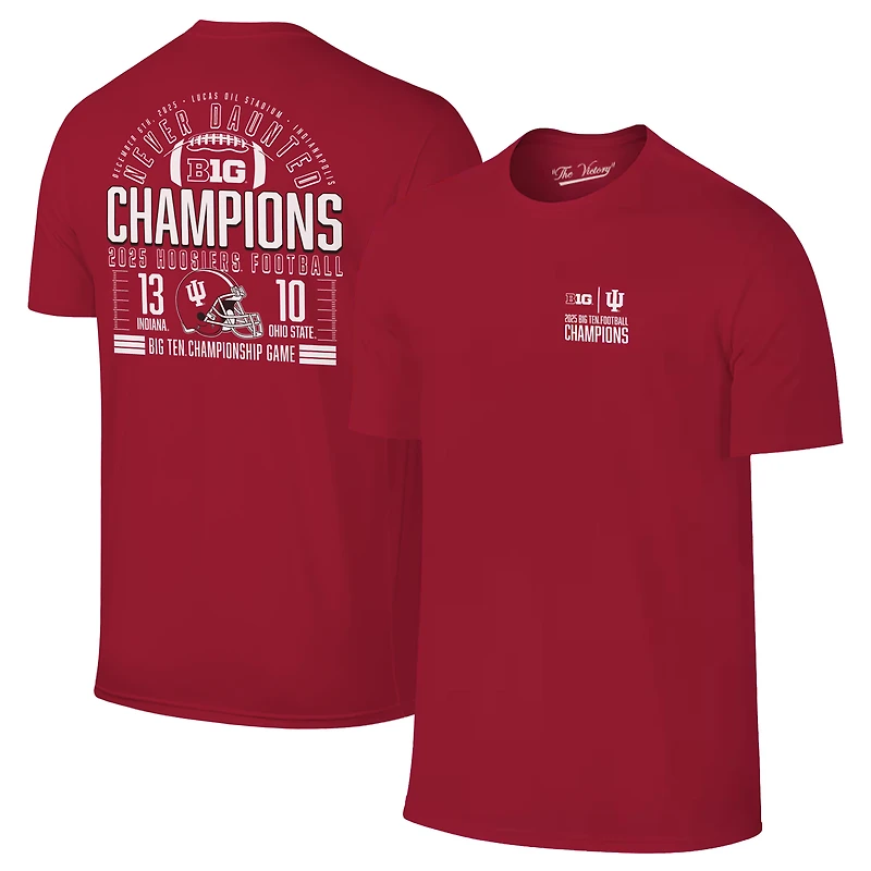 Men's  Crimson Indiana Hoosiers 2025 Big Ten Football Champions Score T-Shirt