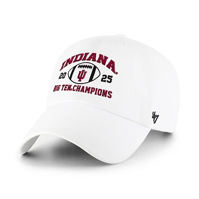 Men's '47 White Indiana Hoosiers 2025 Big Ten Football Champions Clean Up Adjustable Hat