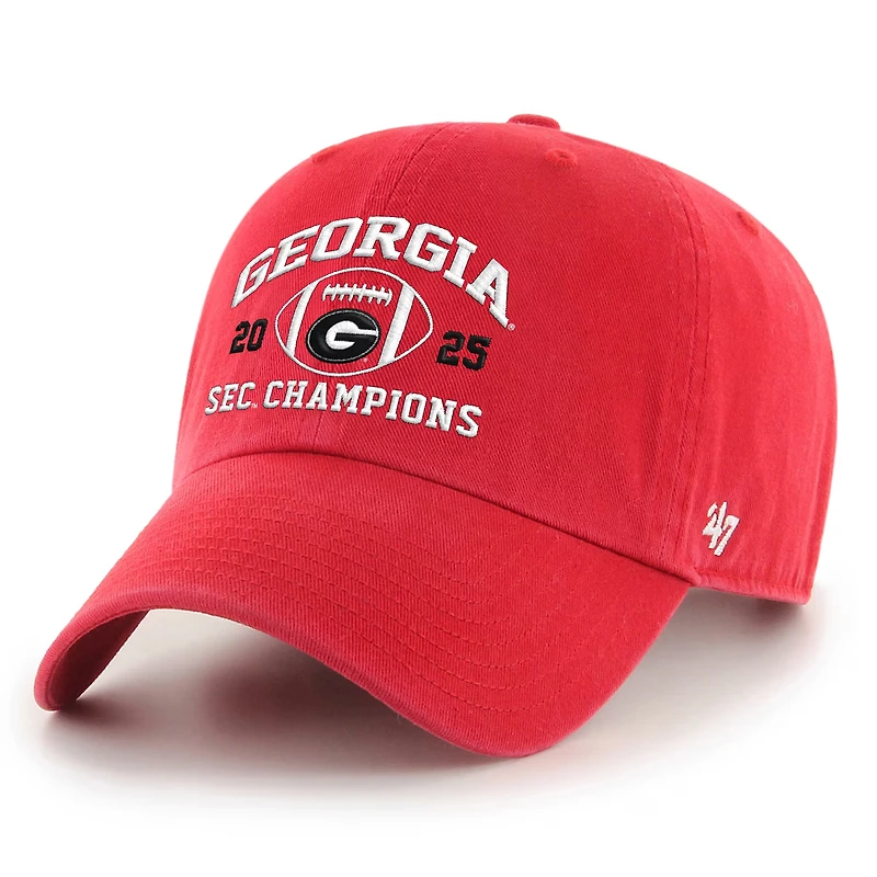 Men's '47  Red Georgia Bulldogs 2025 SEC Football Champions Clean Up Adjustable Hat