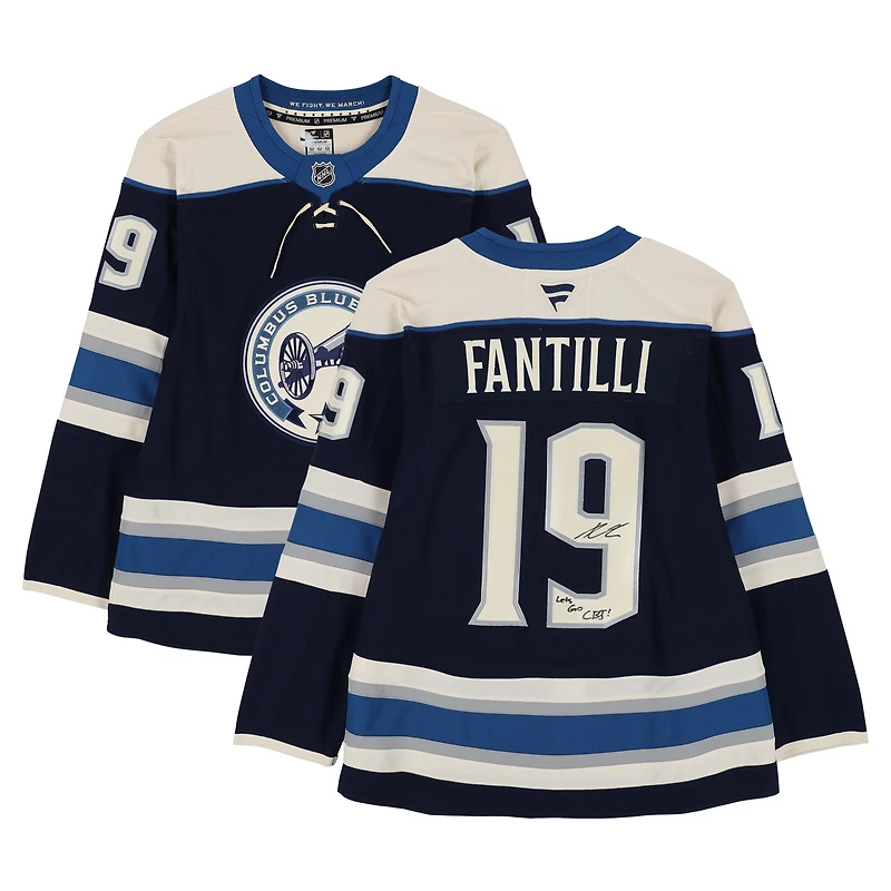 Adam Fantilli Columbus Blue Jackets Autographed Navy Alternate Fanatics Premium Jersey with "Lets Go CBJ!" Inscription