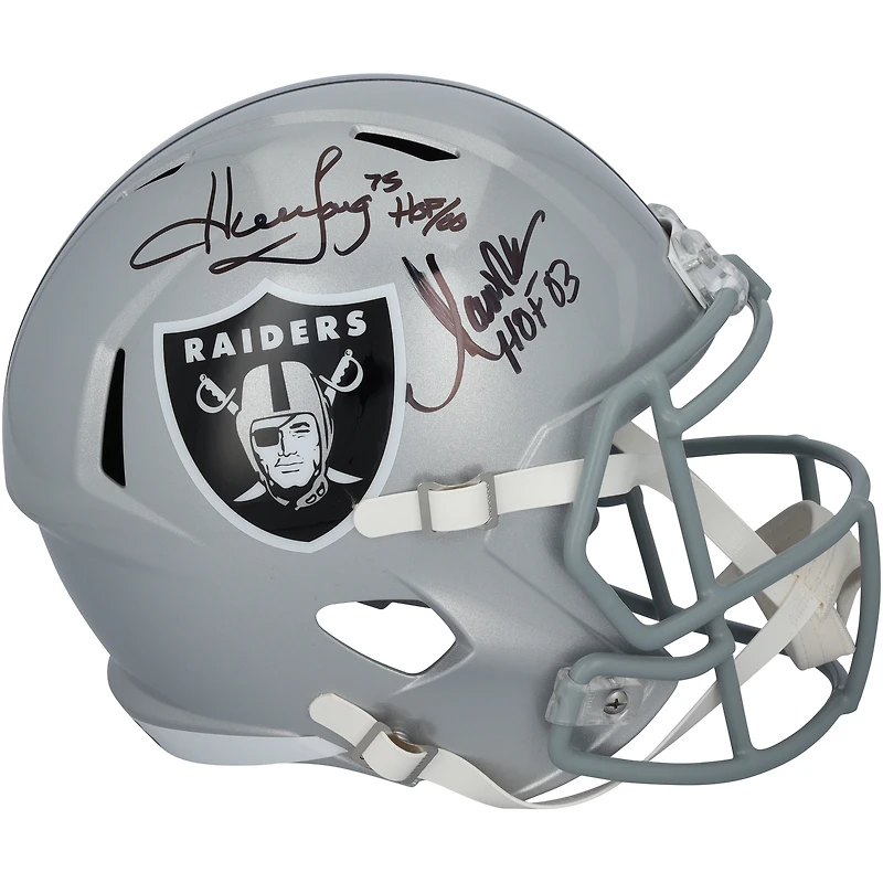 Marcus Allen & Howie Long Los Angeles Raiders Autographed Riddell Speed Replica Helmet with "HOF 03" & "HOF 00" Inscriptions