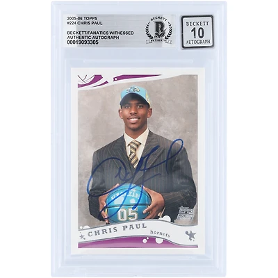 Chris Paul New Orleans Hornets Autographed 2005-06 Topps #224 Beckett Fanatics Witnessed Authenticated 10 Rookie Card