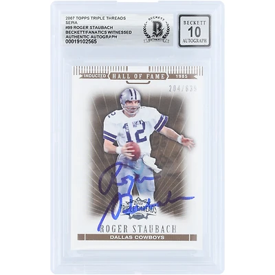Roger Staubach Dallas Cowboys Autographed 2007 Topps Triple Threads Sepia #99 #/639 Beckett Fanatics Witnessed Authenticated 10 Card