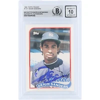 Deion Sanders New York Yankees Autographed 1989 Topps Traded #110T Beckett Fanatics Witnessed Authenticated 10 Rookie Card
