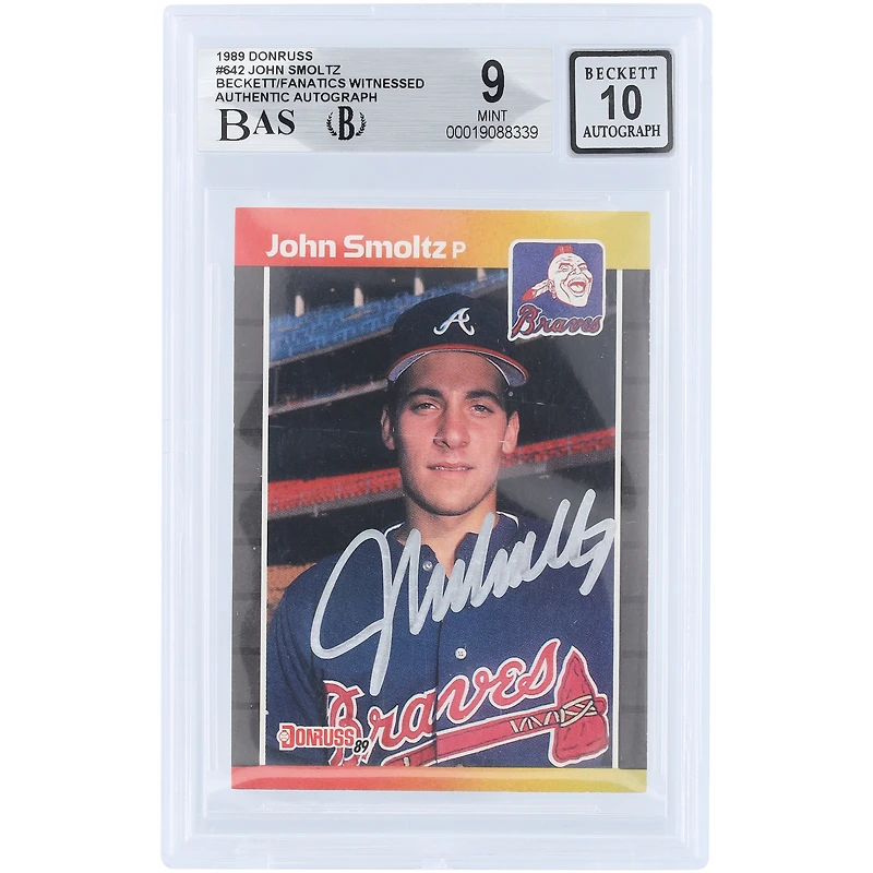 John Smoltz Atlanta Braves Autographed 1989 Donruss Silver Ink #642 Beckett Fanatics Witnessed Authenticated 9/10 Rookie Card