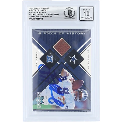 Troy Aikman Dallas Cowboys Autographed 1999 Upper Deck Black Diamond A Piece Of History Football Relic #TA Beckett Fanatics Witnessed Authenticated 10 Card