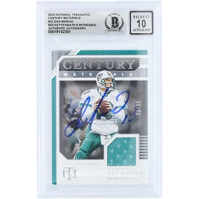 Dan Marino Miami Dolphins Autographed 2020 Panini National Treasures Century Materials Jersey Relic #CM-DM #/99 Beckett Fanatics Witnessed Authenticated 10 Card